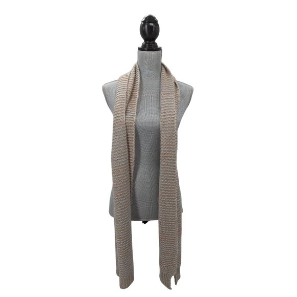 Chicos Knit Scarf Copper Gray Silver Metallic 62 Inch Winter New Without Tag - Picture 3 of 6